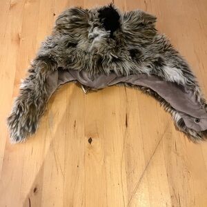 Faux Fur Kids Hat - Brown and Black